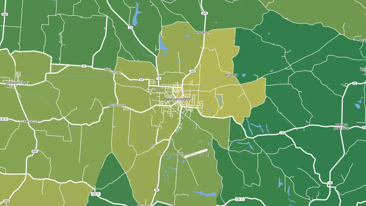 New Lexington, OH Map of Drug-Related Crime Rates