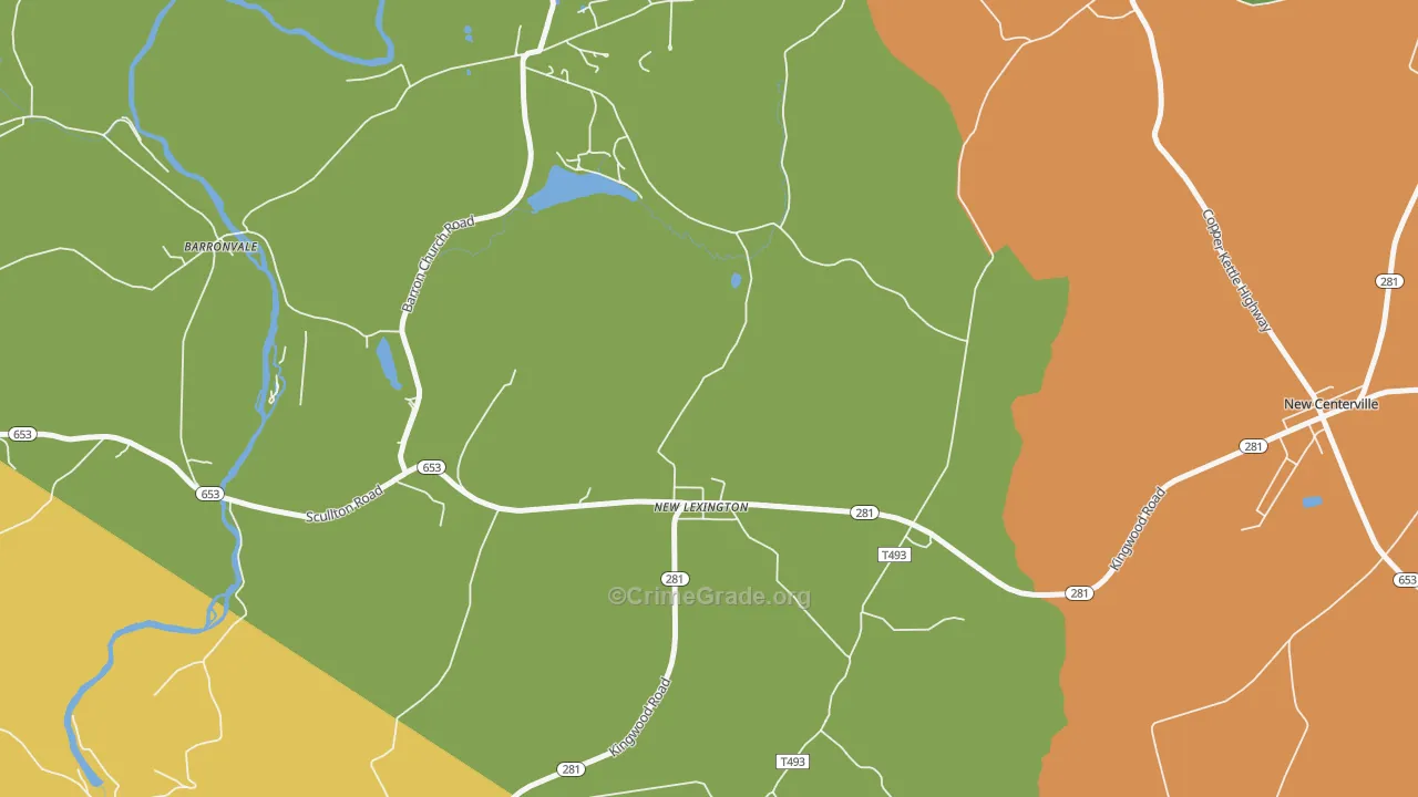 New Lexington, PA Map of Drug-Related Crime Rates