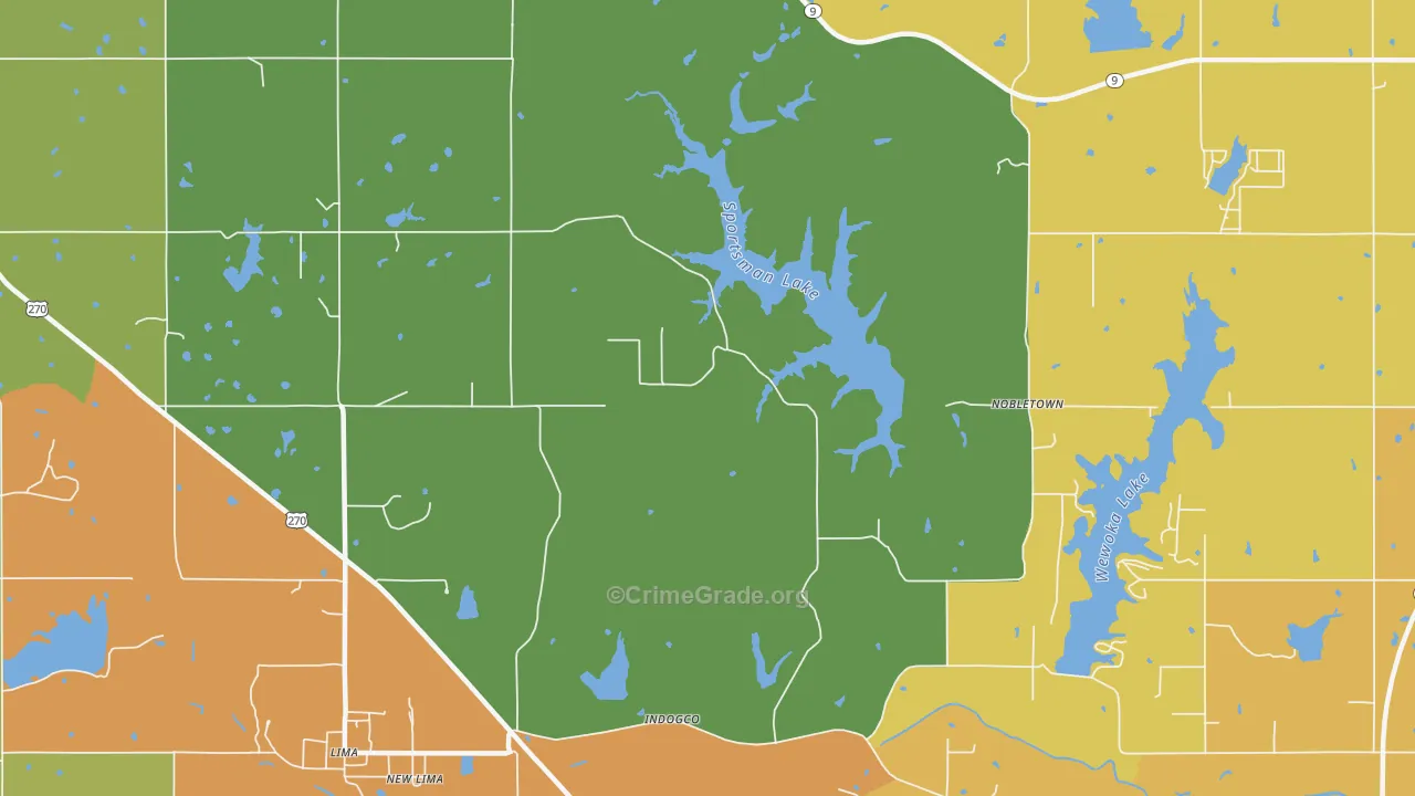 New Lima, OK Map of Drug-Related Crime Rates