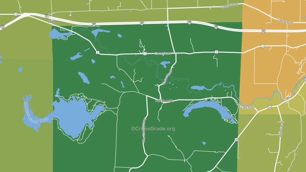 New Limerick, ME Map of Drug-Related Crime Rates