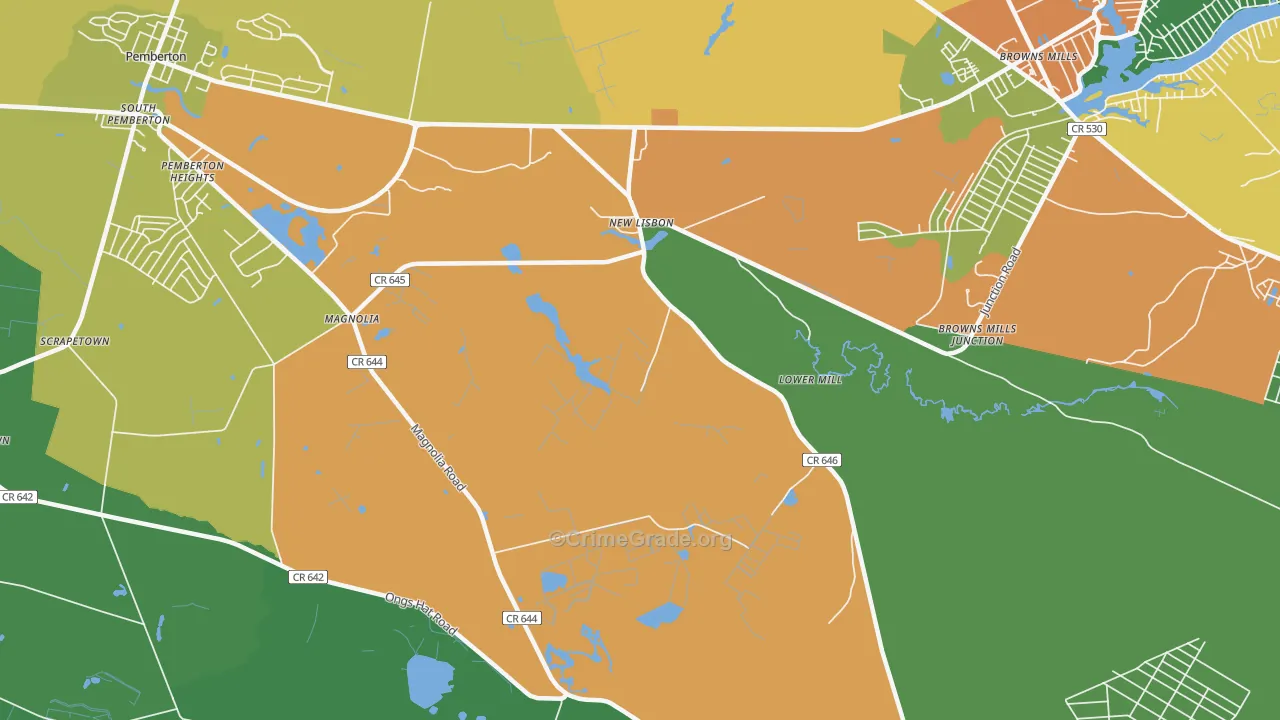 New Lisbon, NJ Map of Drug-Related Crime Rates