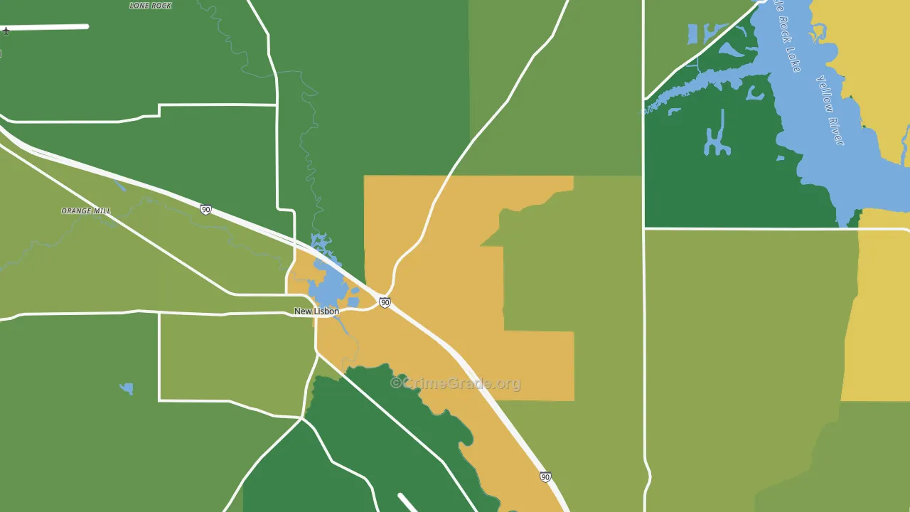 New Lisbon, WI Map of Drug-Related Crime Rates