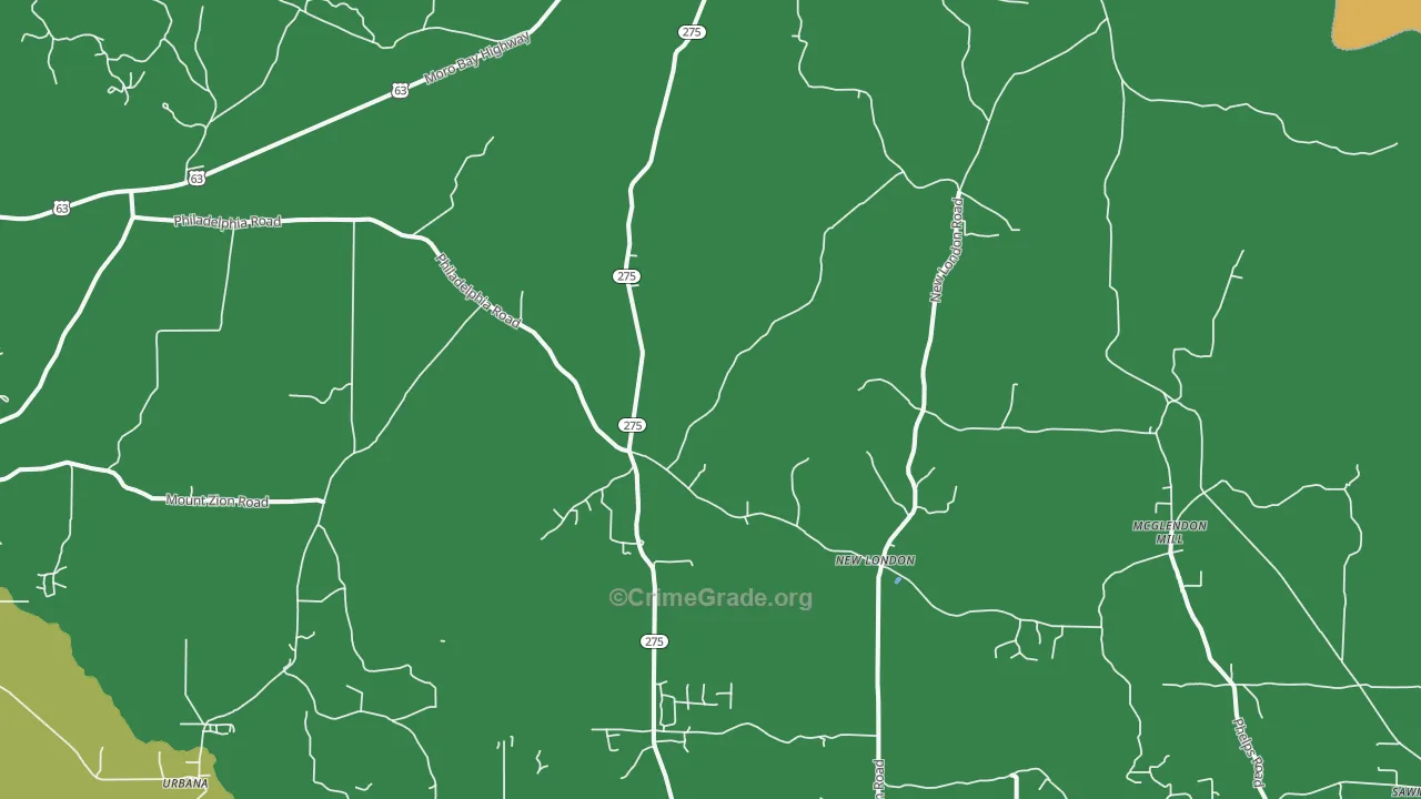 New London, AR Map of Drug-Related Crime Rates