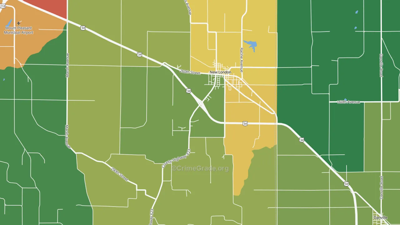 New London, IA Map of Drug-Related Crime Rates