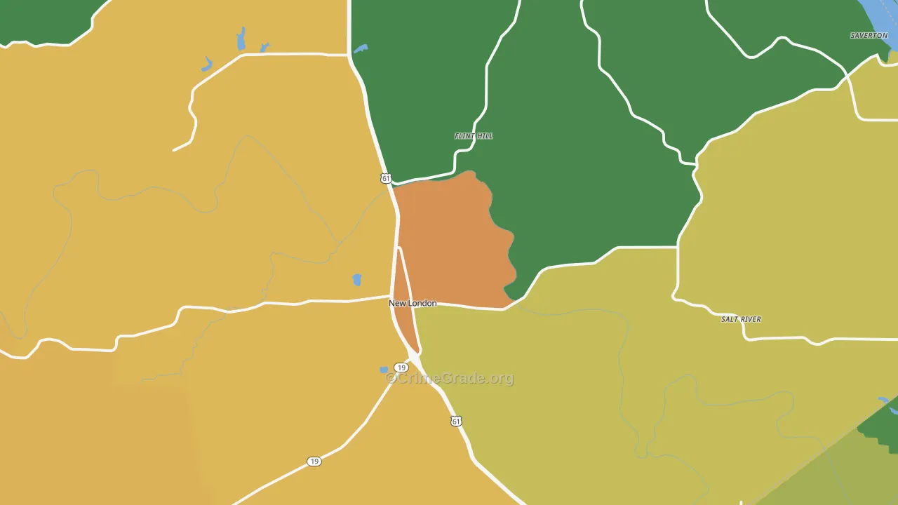 New London, MO Map of Drug-Related Crime Rates