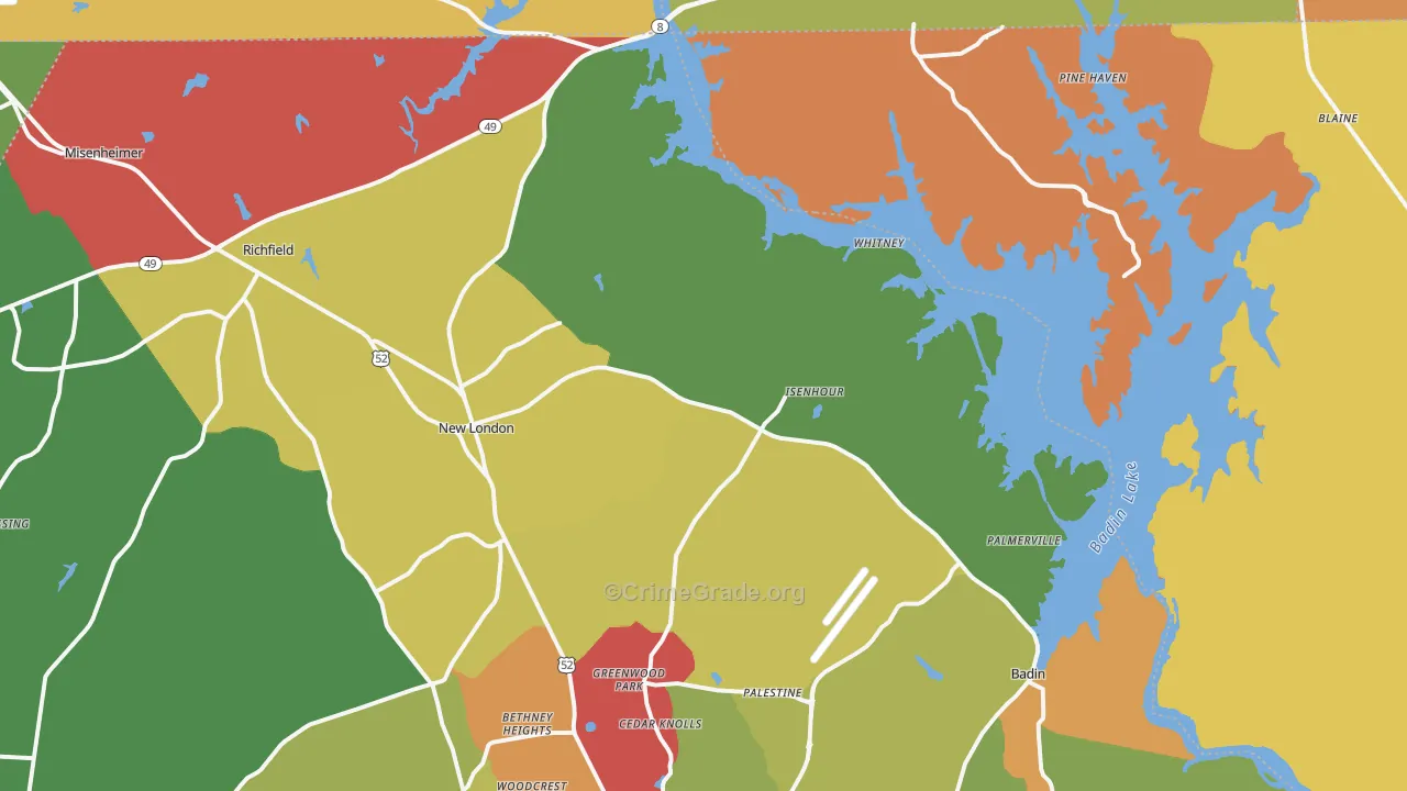New London, NC Map of Drug-Related Crime Rates