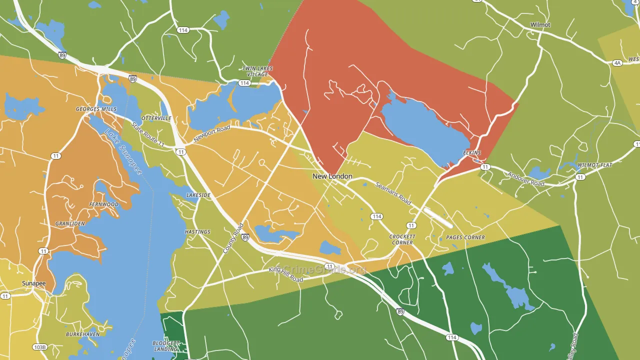 New London, NH Map of Drug-Related Crime Rates
