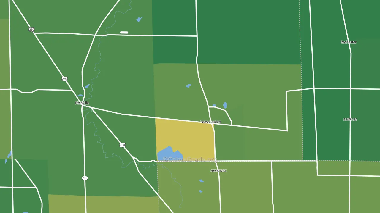 New London, OH Map of Drug-Related Crime Rates