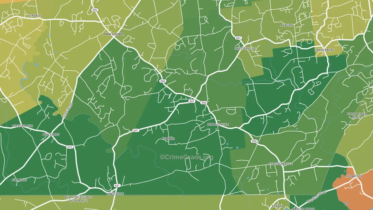 New London, PA Map of Drug-Related Crime Rates