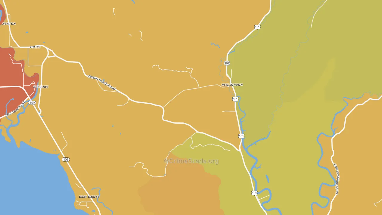 New London, WA Map of Drug-Related Crime Rates