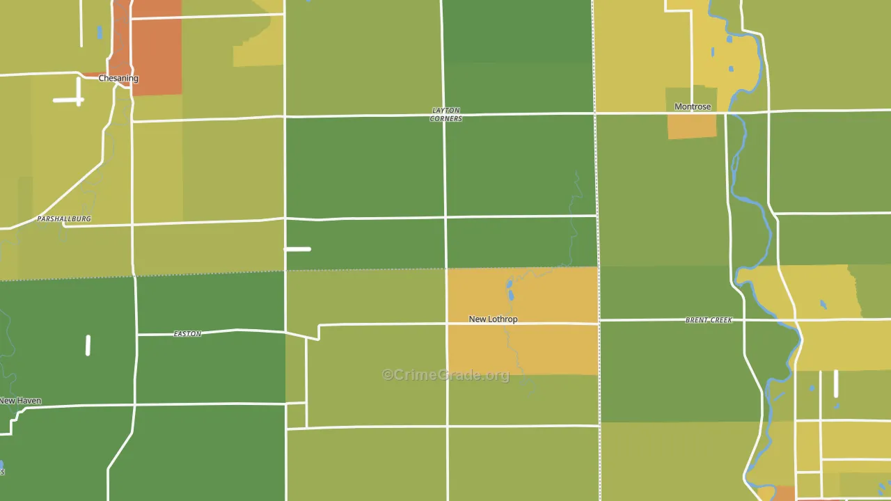 New Lothrop, MI Map of Drug-Related Crime Rates