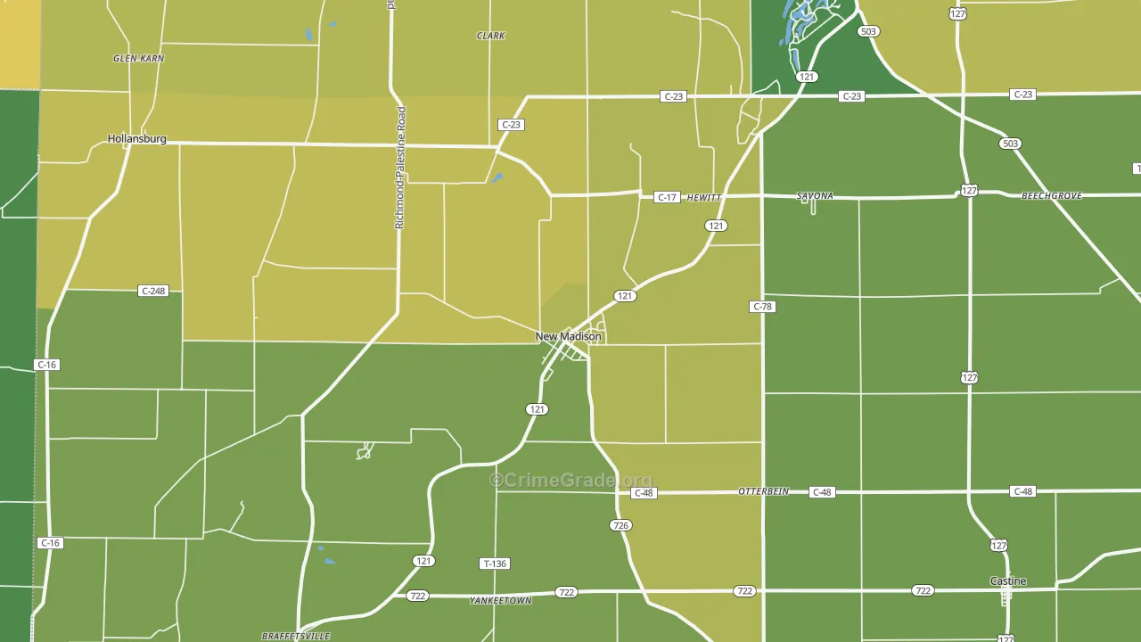 New Madison, OH Map of Drug-Related Crime Rates