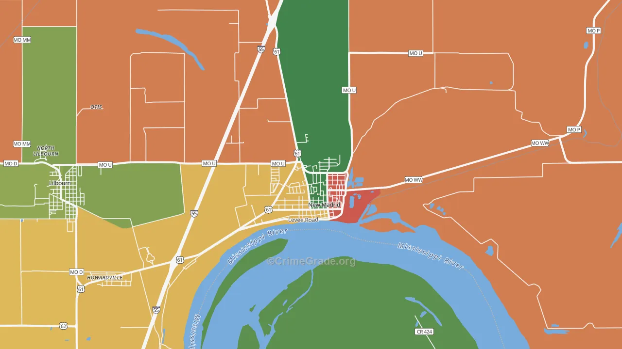 New Madrid, MO Map of Drug-Related Crime Rates