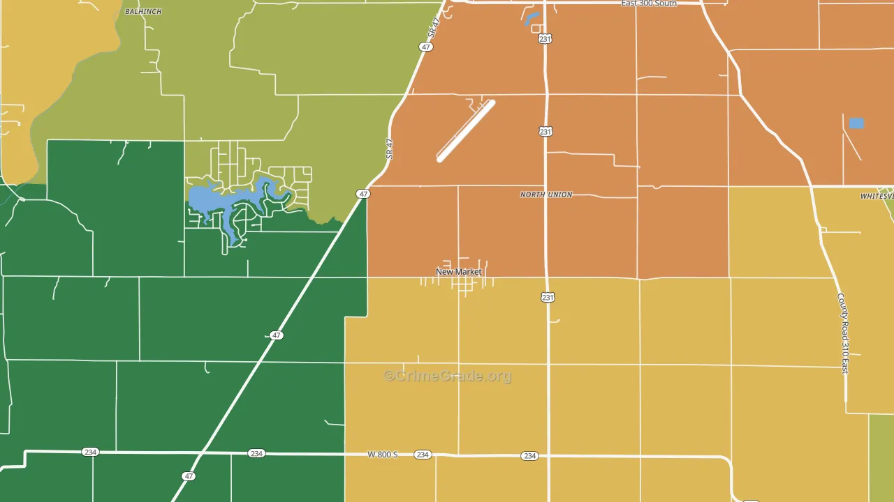 New Market, IN Map of Drug-Related Crime Rates