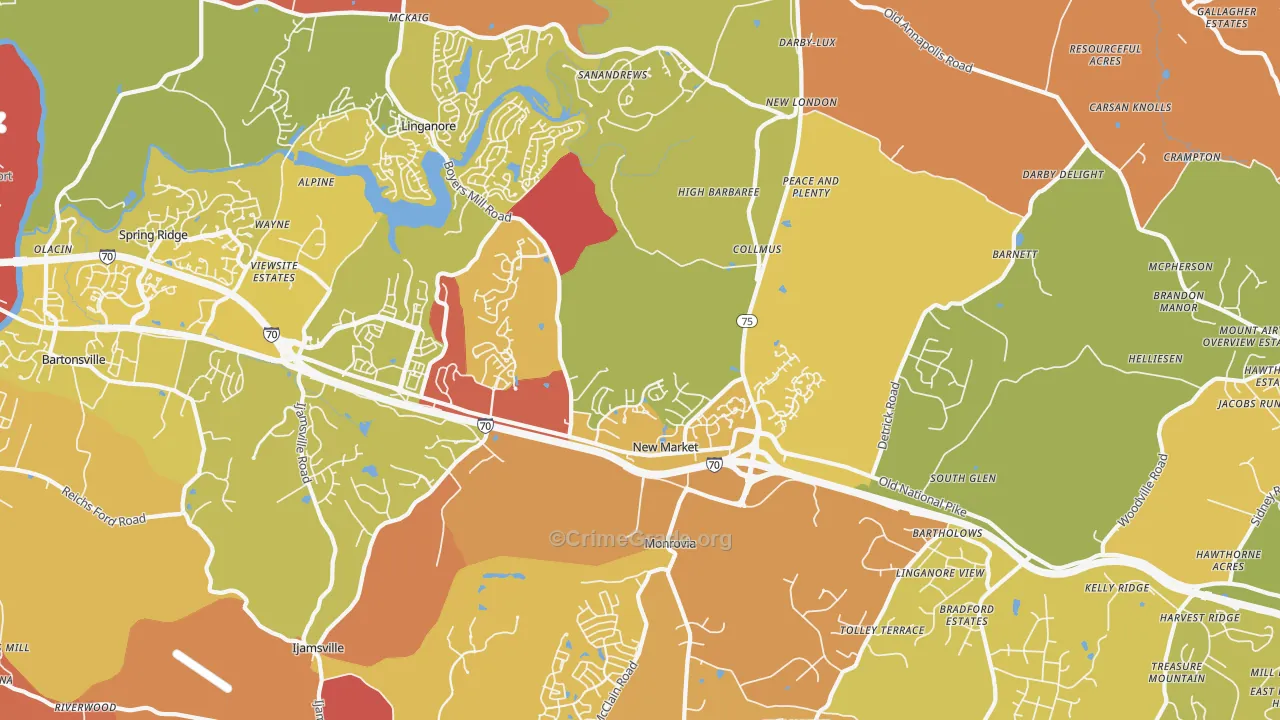 New Market, MD Map of Drug-Related Crime Rates