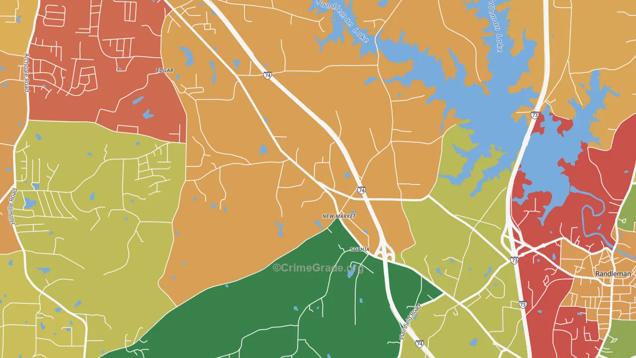 New Market, NC Map of Drug-Related Crime Rates