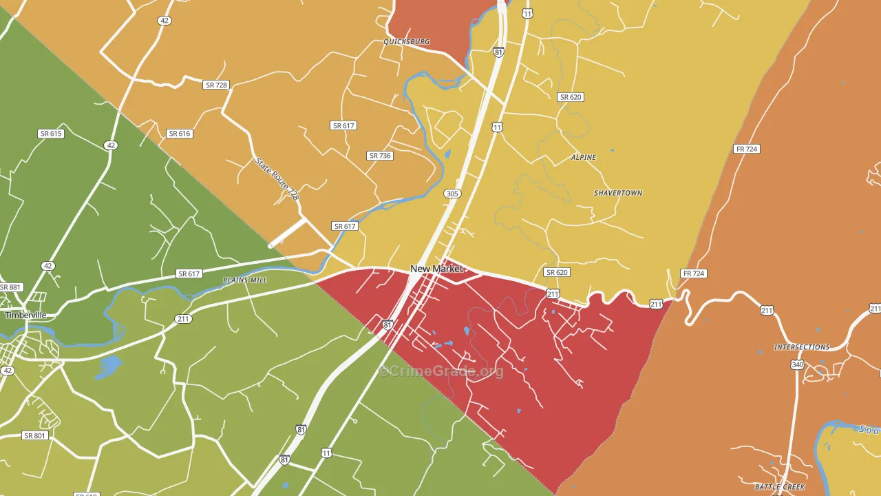 New Market, VA Map of Drug-Related Crime Rates