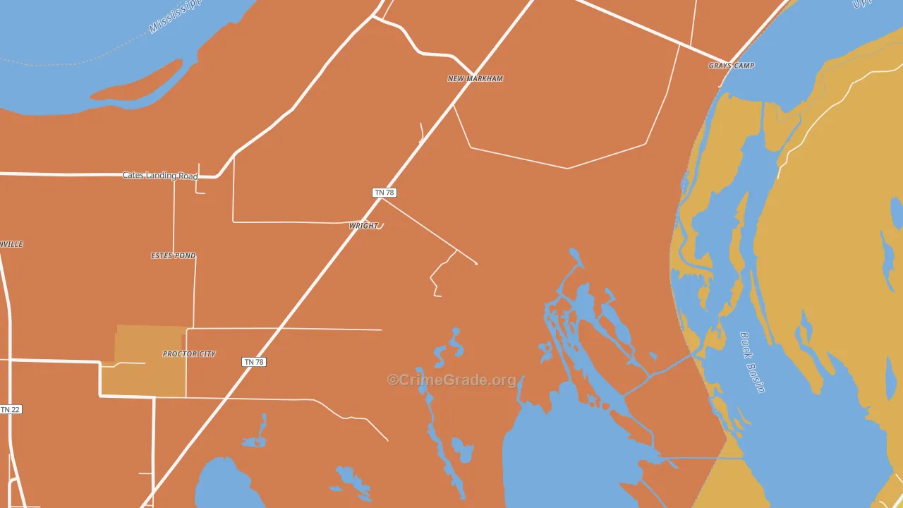 New Markham, TN Map of Drug-Related Crime Rates