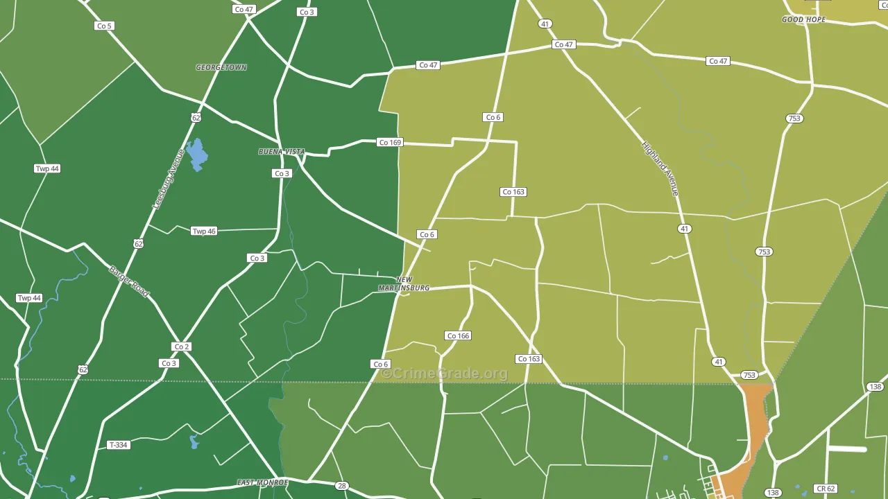 New Martinsburg, OH Map of Drug-Related Crime Rates