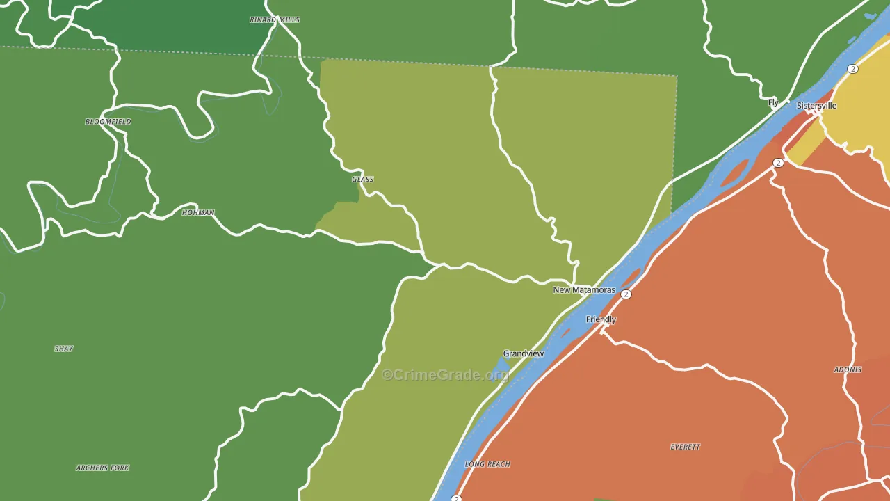 New Matamoras, OH Map of Drug-Related Crime Rates