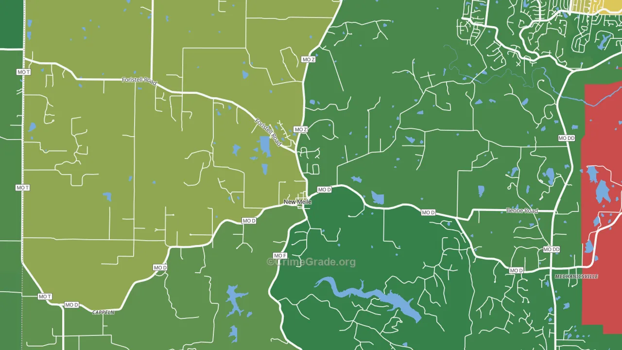 New Melle, MO Map of Drug-Related Crime Rates
