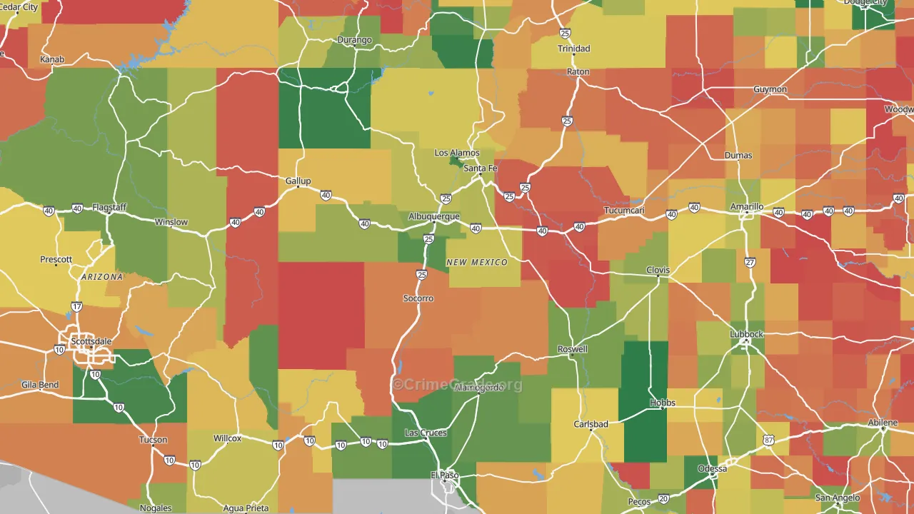 New Mexico Map of Drug-Related Crime Rates