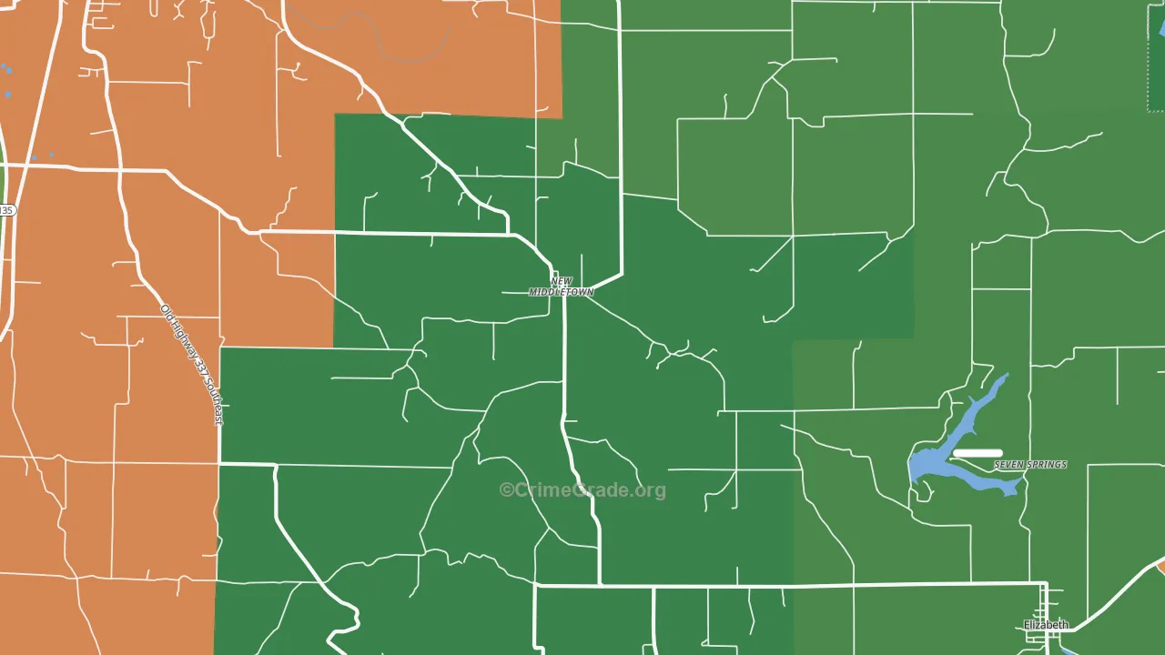 New Middletown, IN Map of Drug-Related Crime Rates