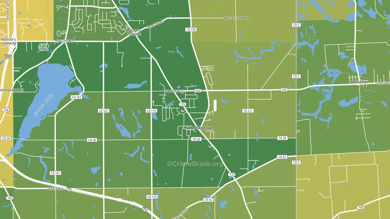 New Middletown, OH Map of Drug-Related Crime Rates