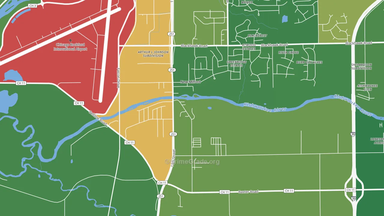 New Milford, IL Map of Drug-Related Crime Rates