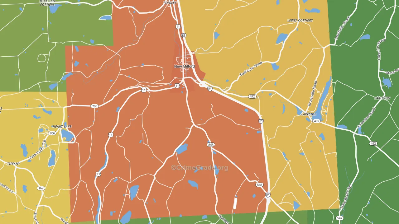 New Milford, PA Map of Drug-Related Crime Rates