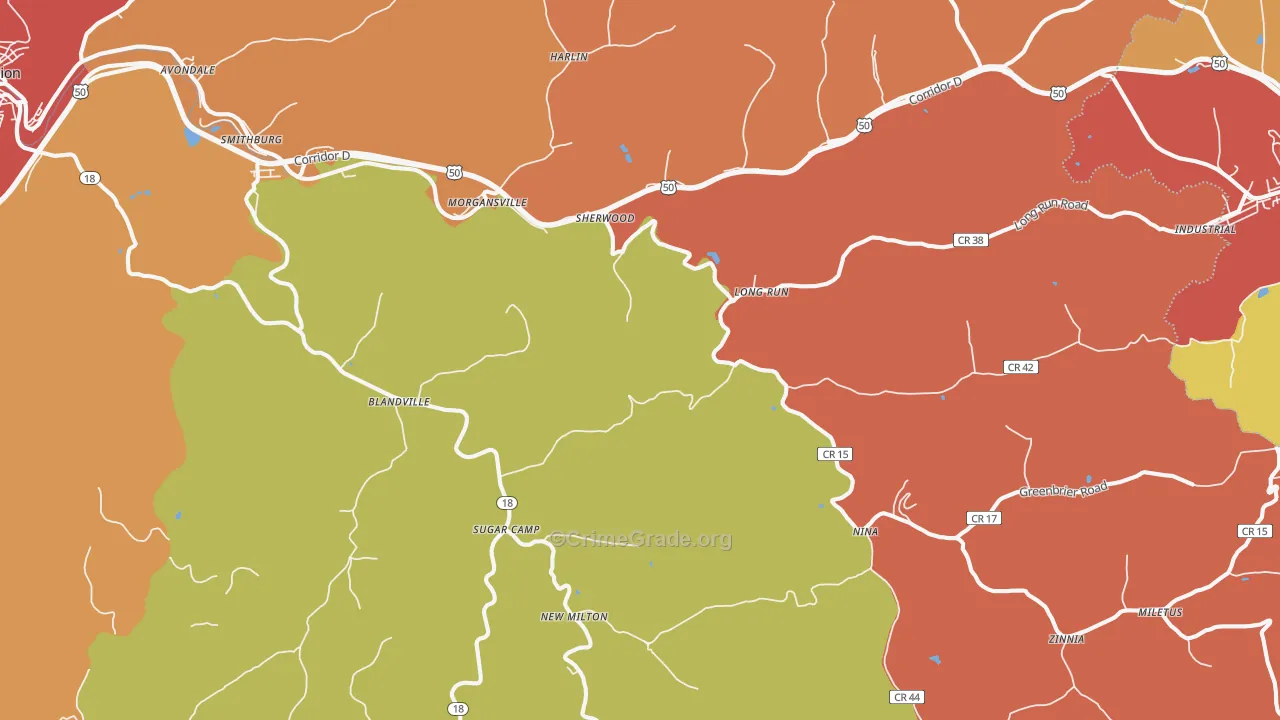New Milton, WV Map of Drug-Related Crime Rates