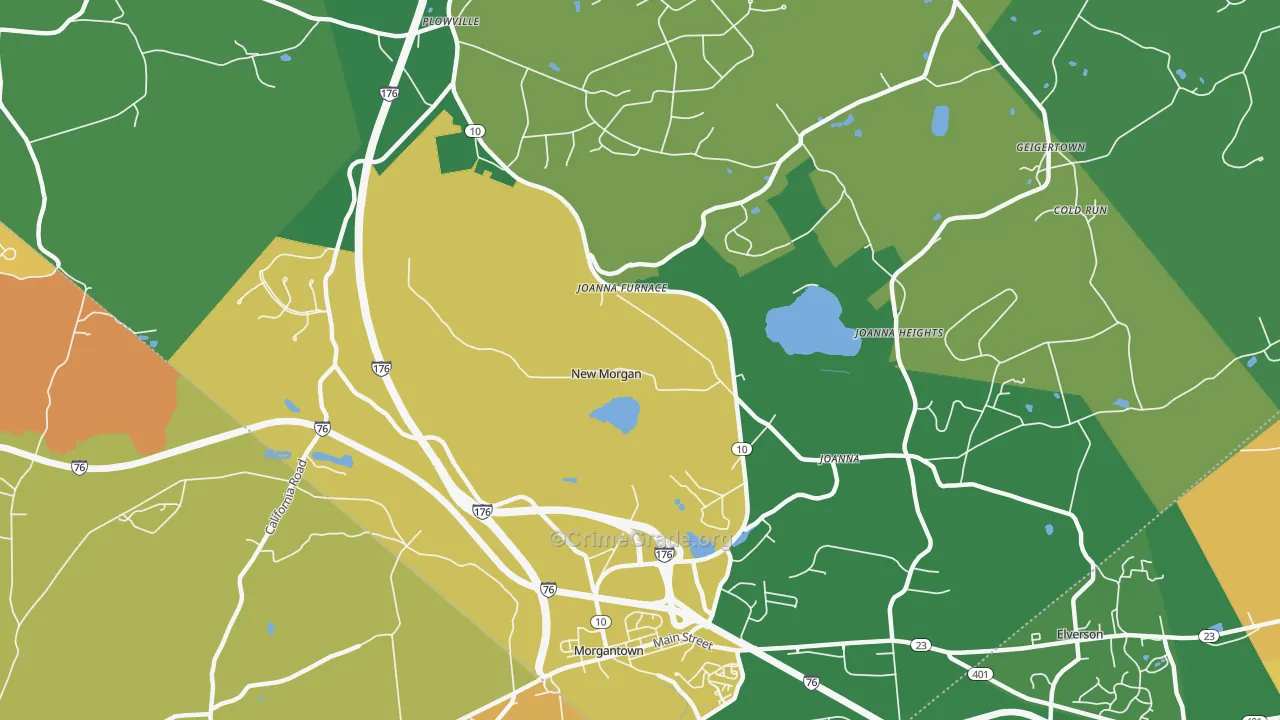 New Morgan, PA Map of Drug-Related Crime Rates