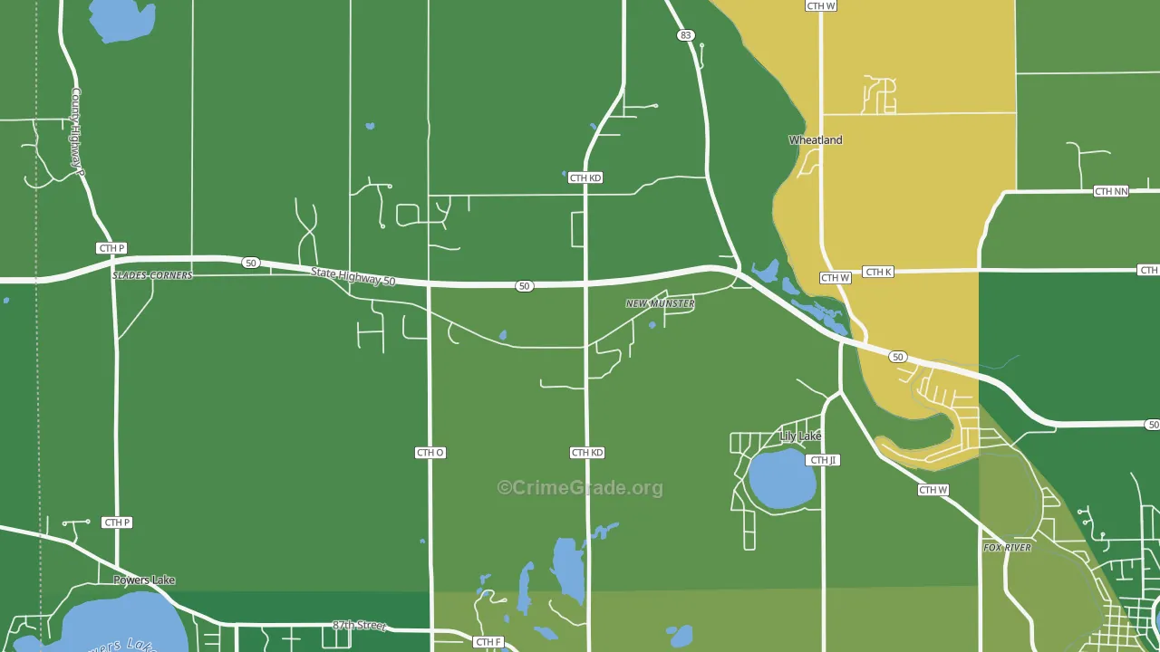New Munster, WI Map of Drug-Related Crime Rates