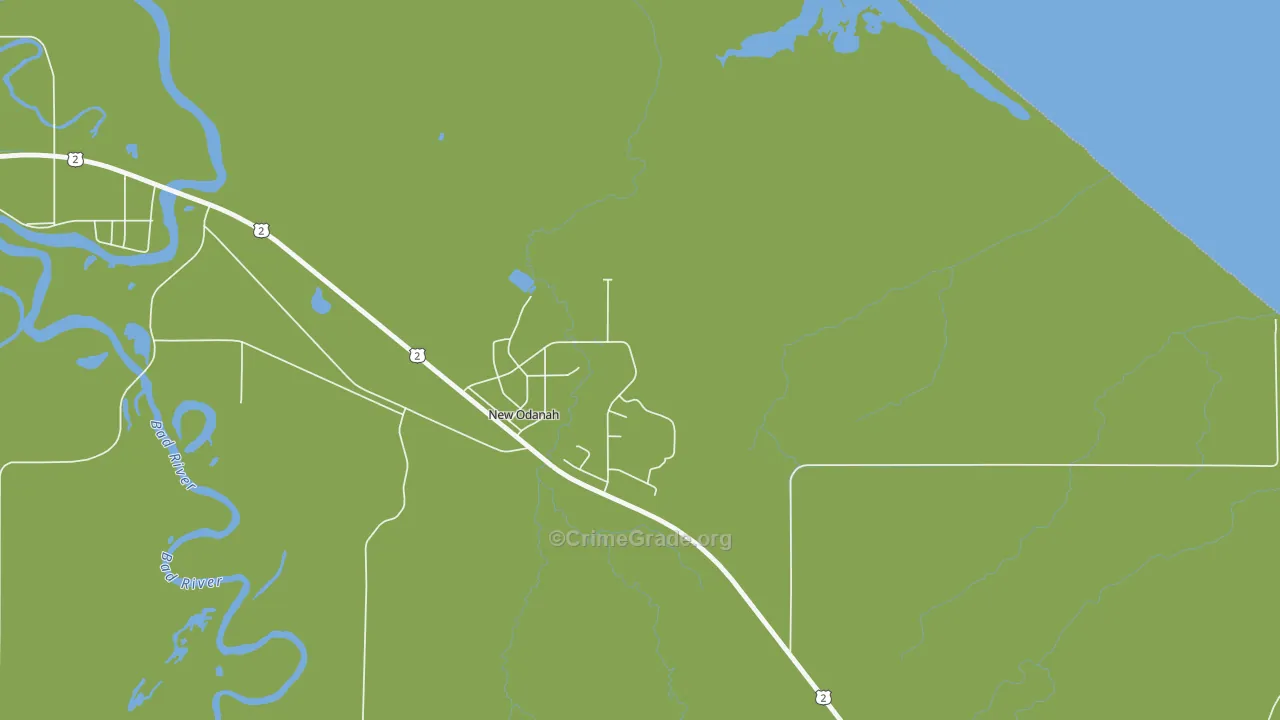 New Odanah, WI Map of Drug-Related Crime Rates