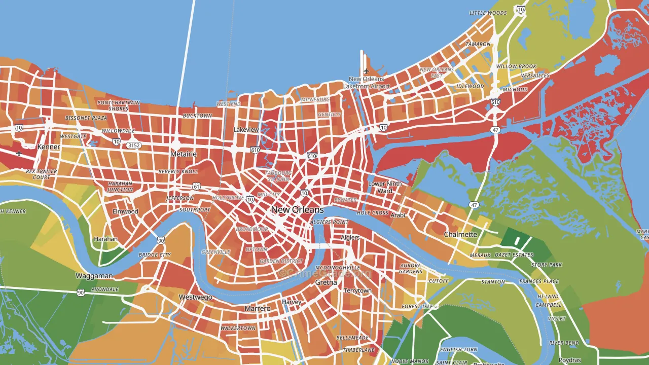New Orleans, LA Map of Drug-Related Crime Rates