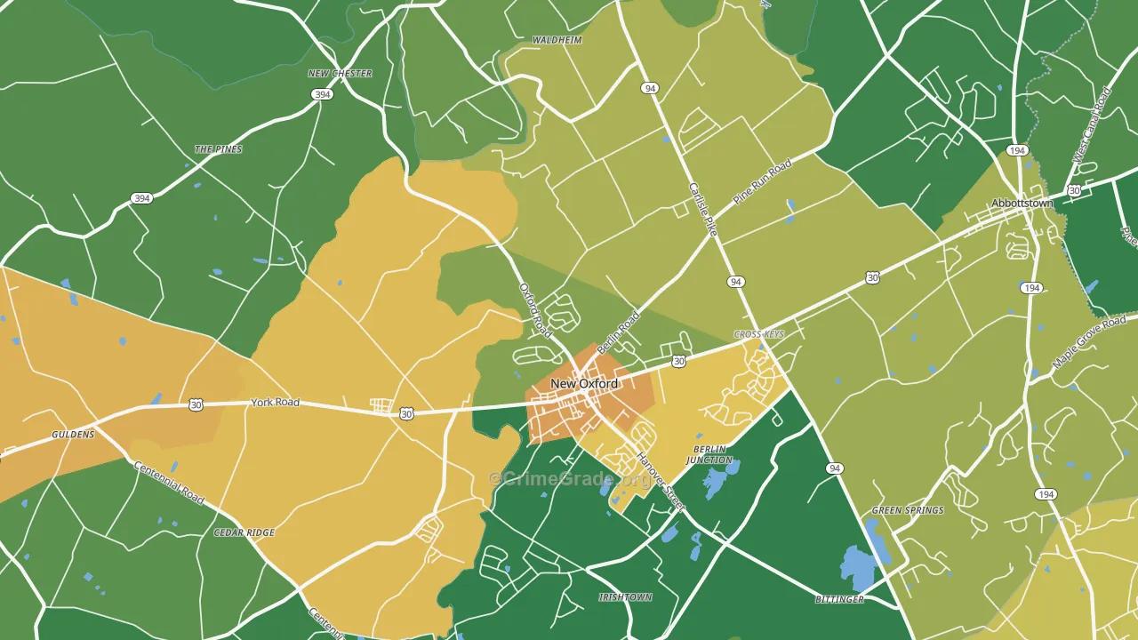 New Oxford, PA Map of Drug-Related Crime Rates