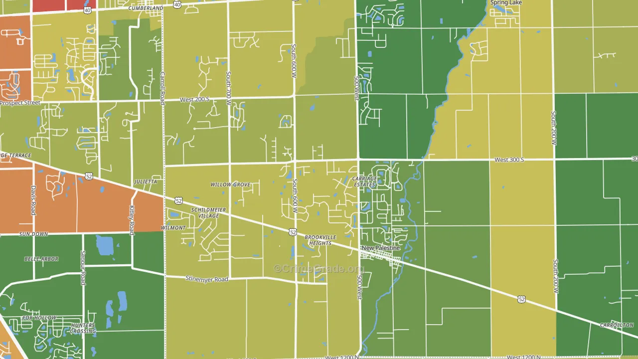 New Palestine, IN Map of Drug-Related Crime Rates