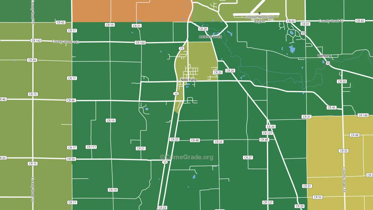 New Paris, IN Map of Drug-Related Crime Rates
