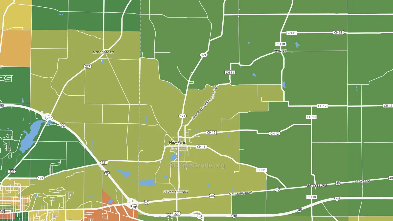 New Paris, OH Map of Drug-Related Crime Rates