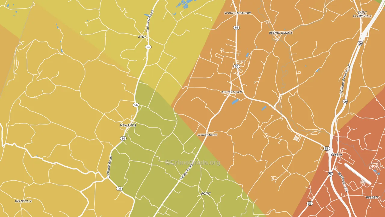 New Paris, PA Map of Drug-Related Crime Rates