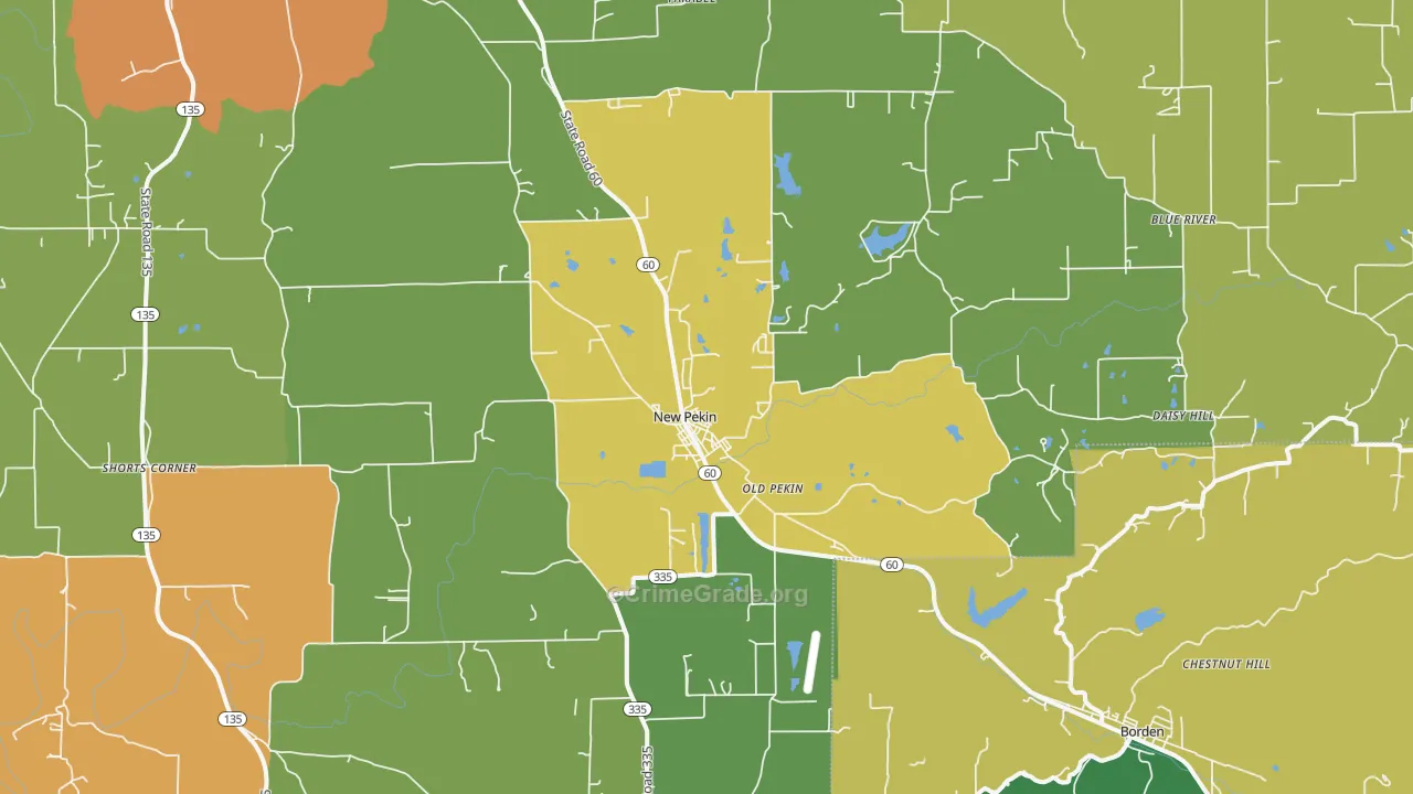 New Pekin, IN Map of Drug-Related Crime Rates