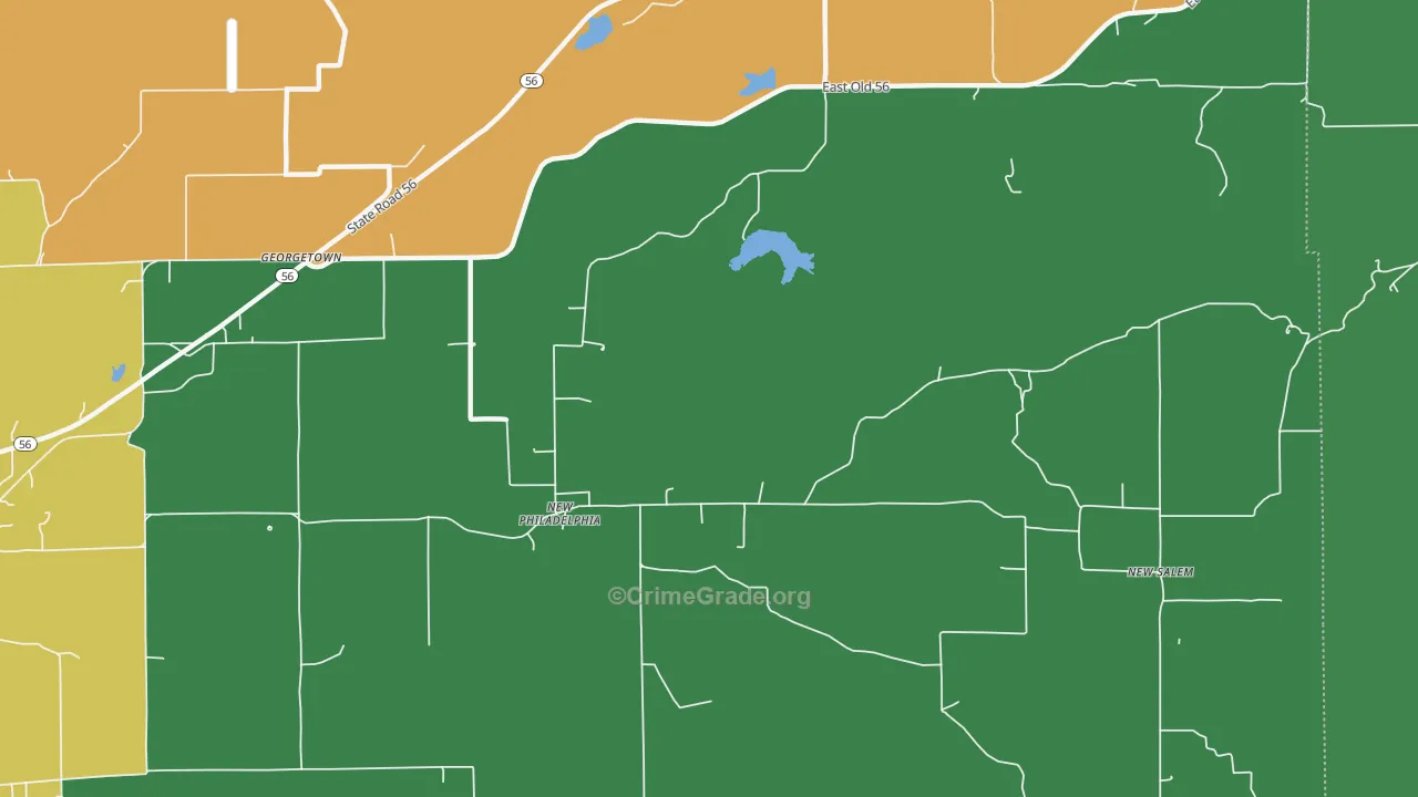 New Philadelphia, IN Map of Drug-Related Crime Rates