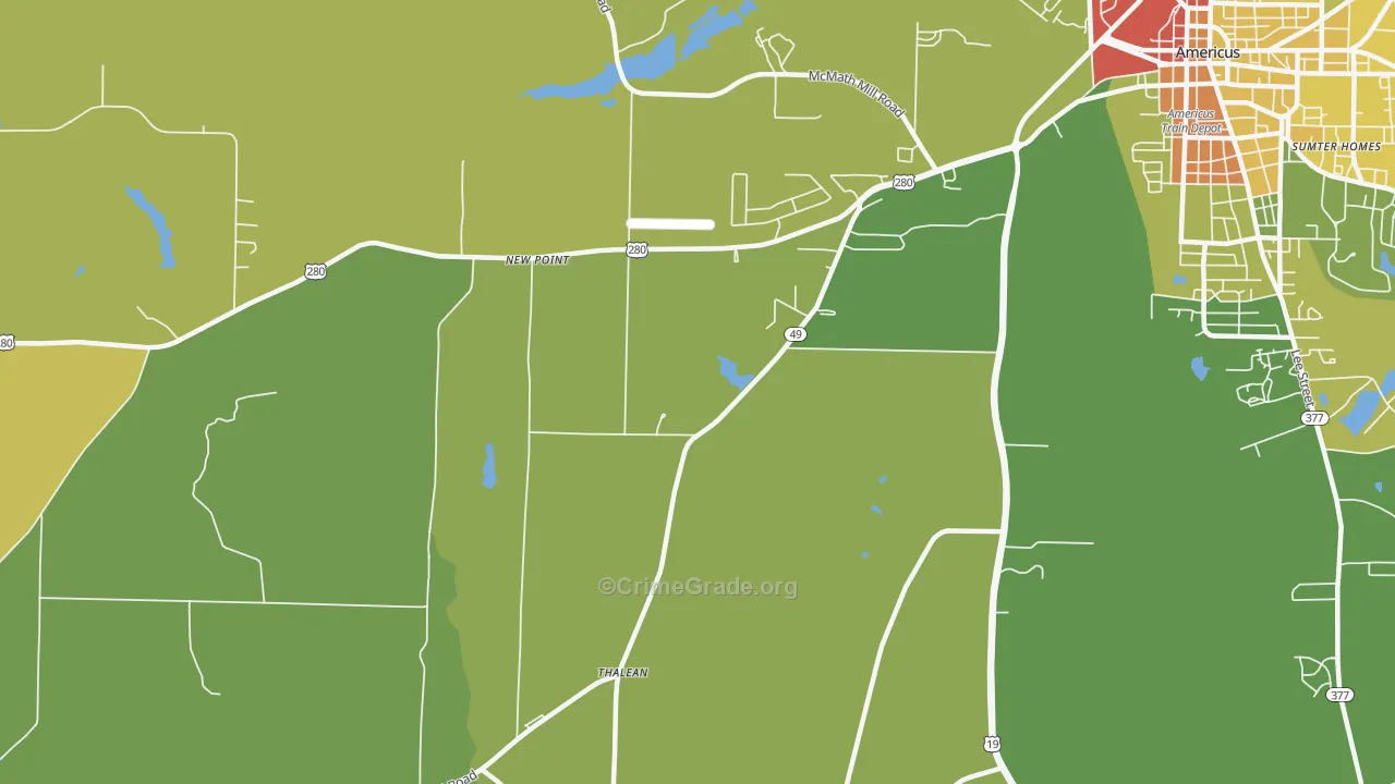 New Point, GA Map of Drug-Related Crime Rates
