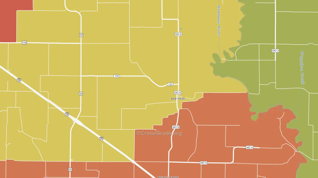 New Point, MO Map of Drug-Related Crime Rates
