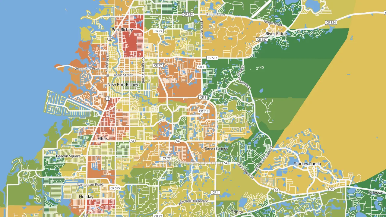 New Port Richey, FL Map of Drug-Related Crime Rates