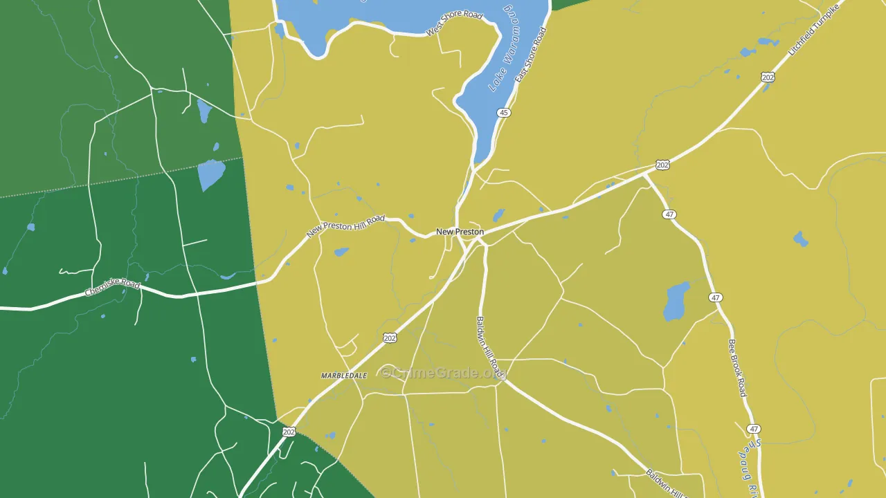 New Preston, CT Map of Drug-Related Crime Rates