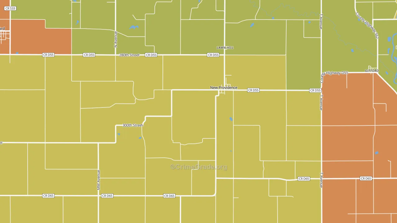 New Providence, IA Map of Drug-Related Crime Rates