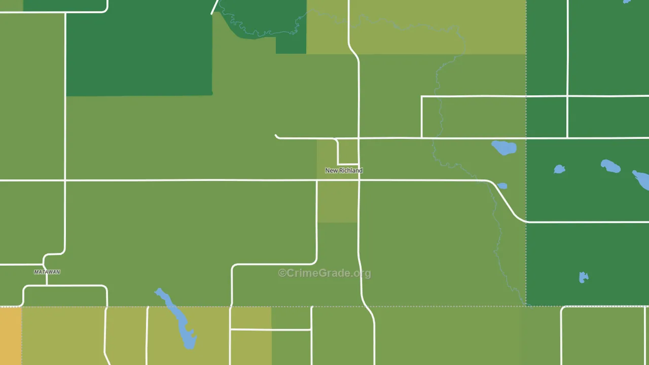 New Richland, MN Map of Drug-Related Crime Rates