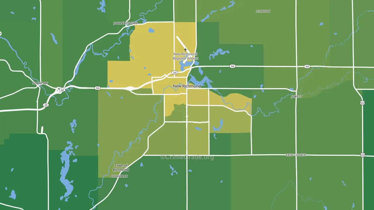 New Richmond, WI Map of Drug-Related Crime Rates