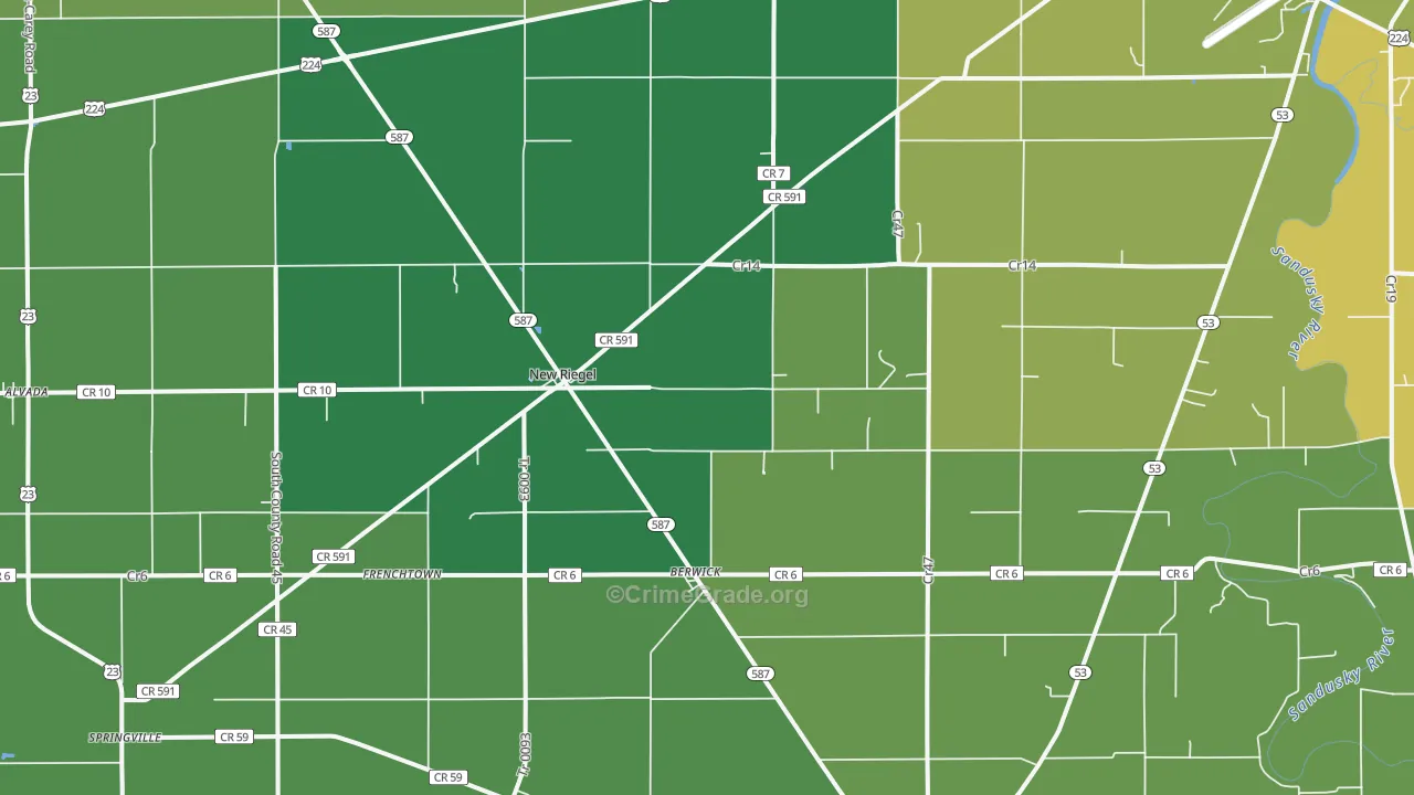 New Riegel, OH Map of Drug-Related Crime Rates